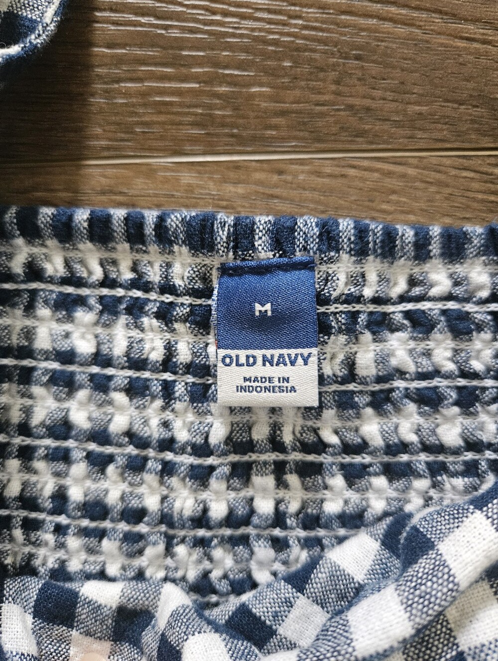 Old Navy Square Neck Linen Blend Blue and White Gingham Mini Dress NWT Size M - Picture 7 of 9